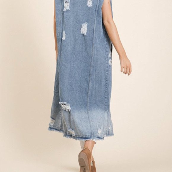 PLUS WOMEN'S LONG SLEEVELESS JACKET - Picture 5 of 7